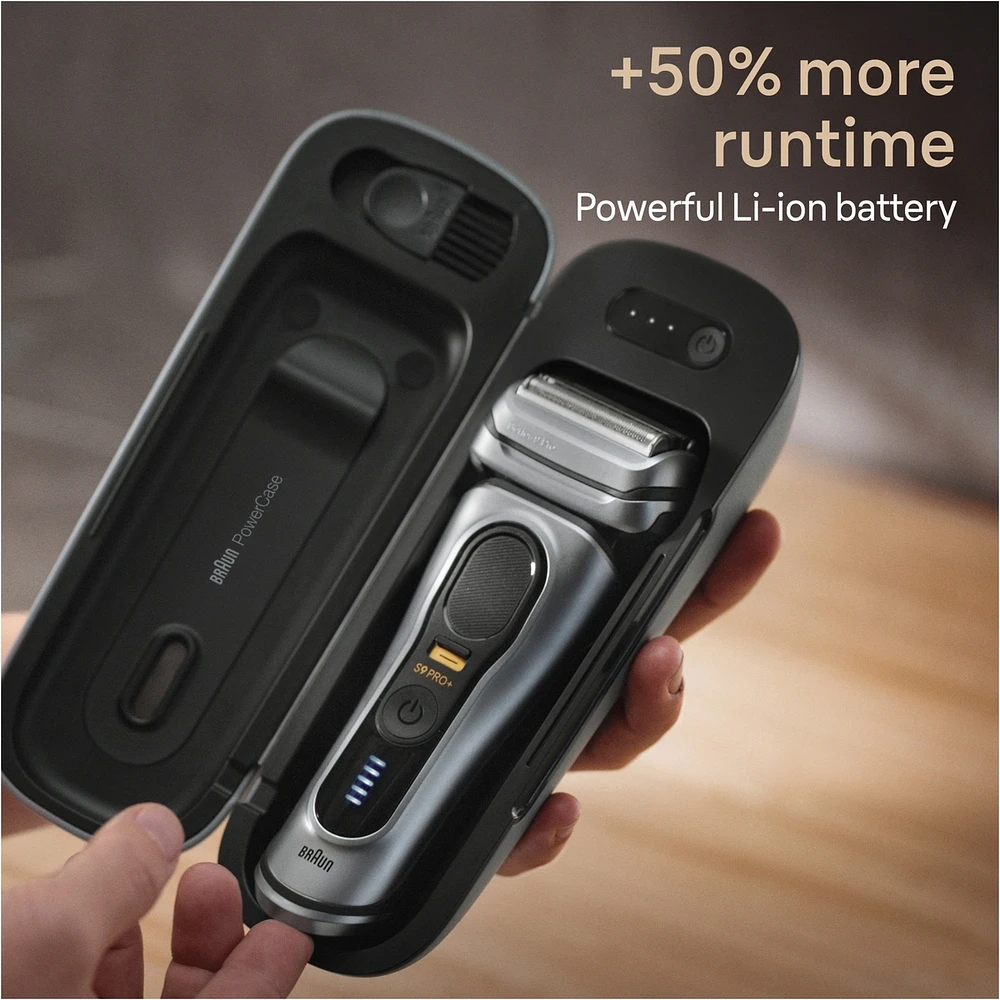 Powercase, compatible with Braun Series 8 and 9 Electric Shavers, charges for up to 6 weeks