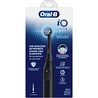 iO Series 2 Rechargeable Electric Powered Toothbrush, Night Black with 1 Gentle Care Brush Head - Automatic Pressure to Protect Gums - 3 Modes - 2 Min Timer