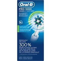 1000 CrossAction Electric Toothbrush, White, Powered by Braun