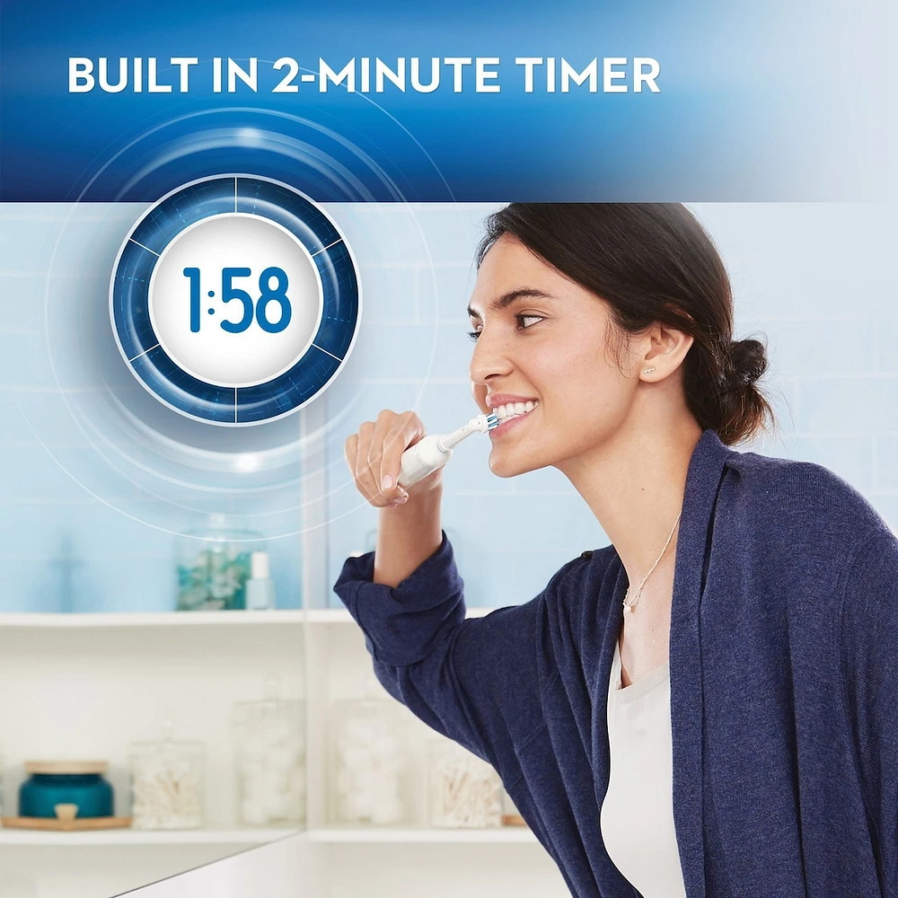 1000 CrossAction Electric Toothbrush, White, Powered by Braun
