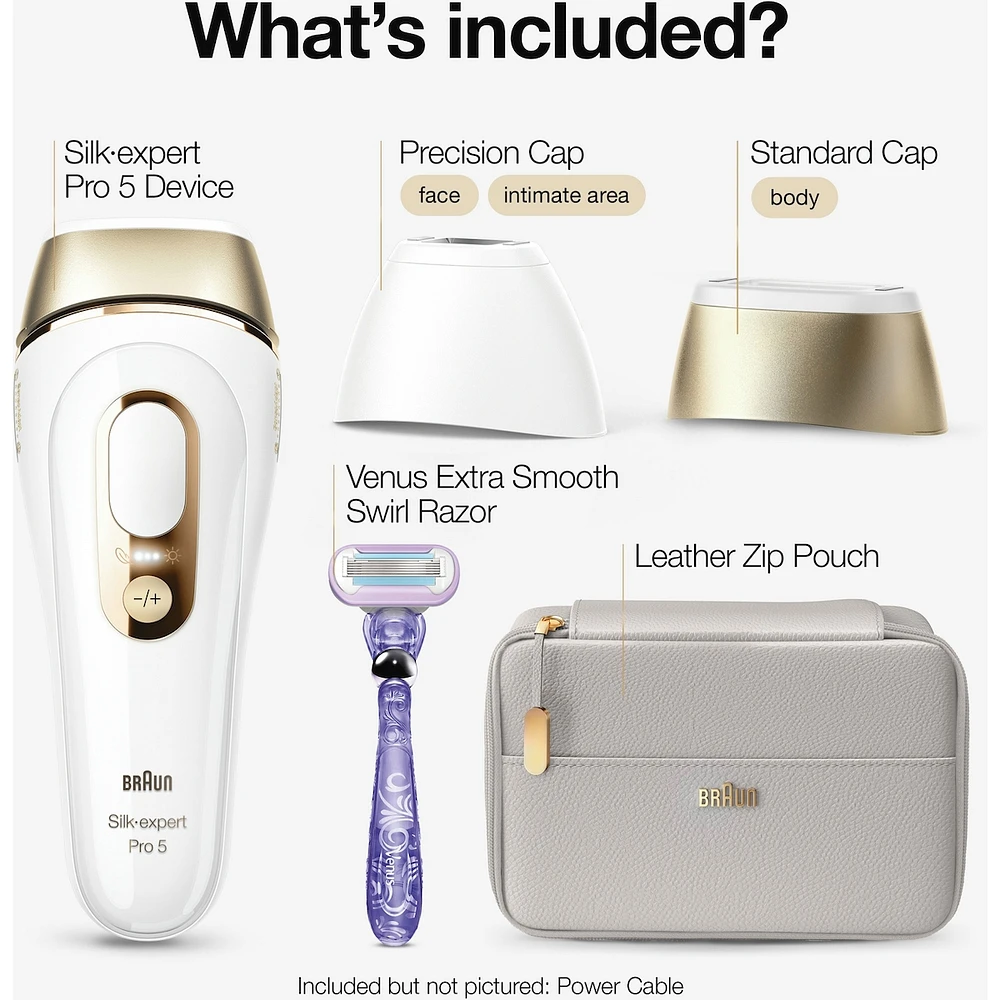 IPL Silk·expert Pro 5 PL5157 IPL for Women and Men, At-Home Hair Removal System, White and Gold, with Soft Pouch and Precision Head