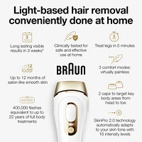 IPL Silk·expert Pro 5 PL5157 IPL for Women and Men, At-Home Hair Removal System, White and Gold, with Soft Pouch and Precision Head