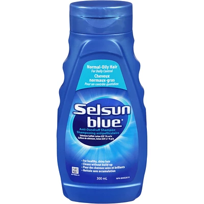 Selsun Blue Normal-Oily Hair Anti-Dandruff Shampoo, 300mL, Helps Control Dandruff, Itching and Flaking, 1% Selenium Sulfide Formula