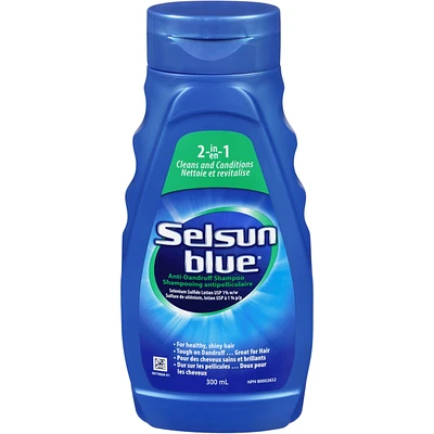 Selsun Blue 2-In-1 Anti-Dandruff Shampoo and Conditioner, 300mL, Helps Control Dandruff, Itching and Flaking, Cleans and Conditions in One Step Application
