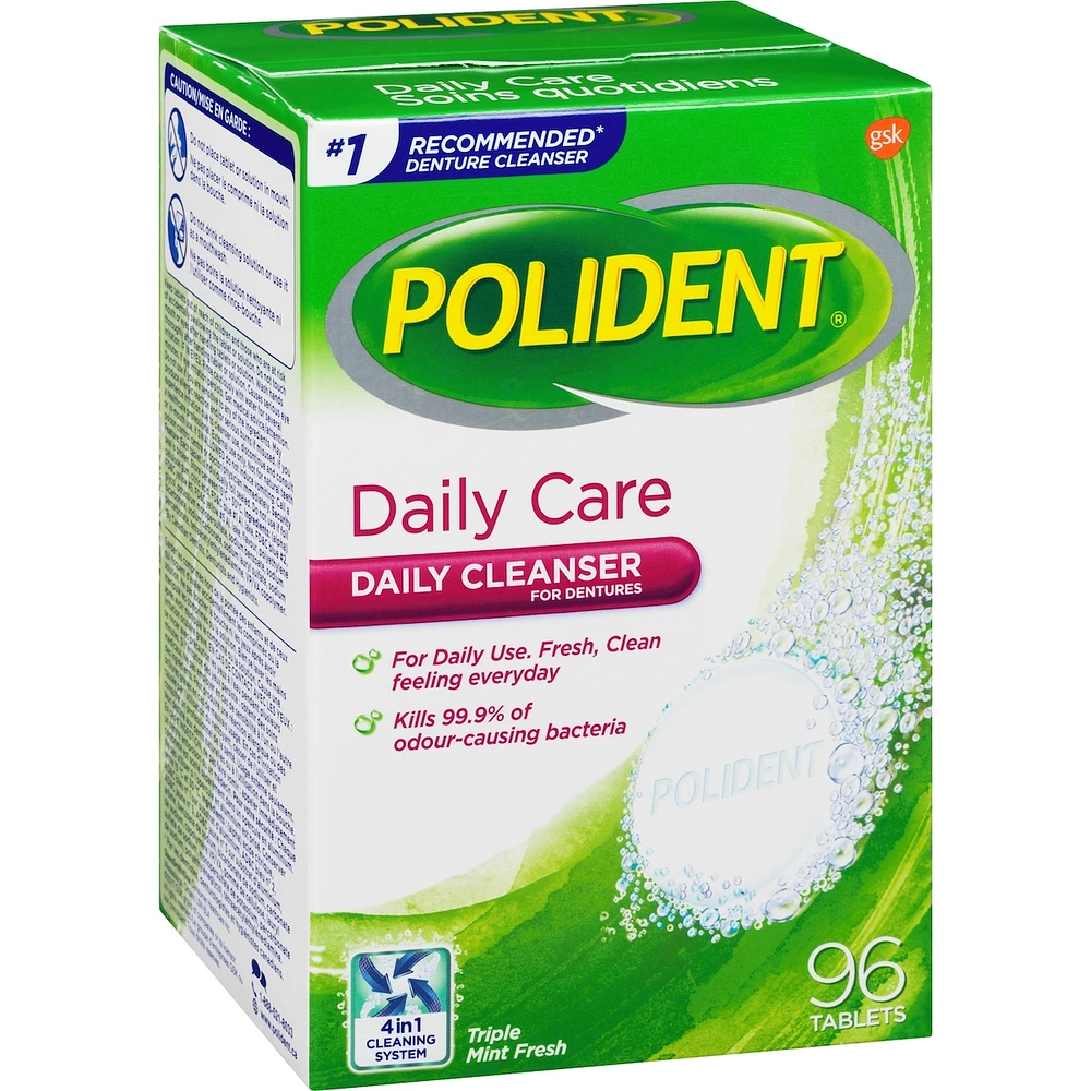 Polident Daily Care Denture Cleaner 96 Denture Tablets