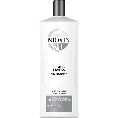 Nioxin System 1 Scalp + Hair Thickening Shampoo For Natural with Light Thinning, 1L