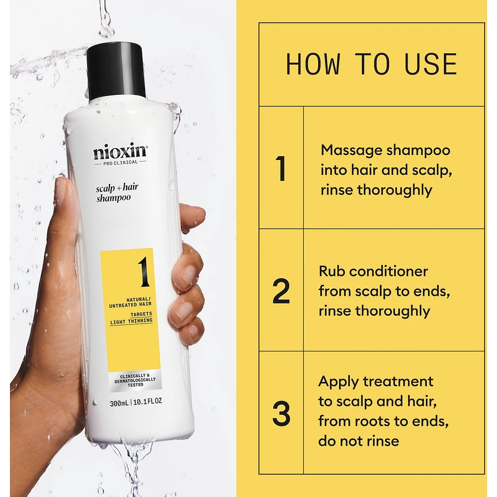 Nioxin System 1 Scalp + Hair Thickening Shampoo For Natural with Light Thinning, 1L
