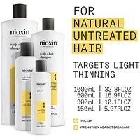 Nioxin System 1 Scalp + Hair Thickening Shampoo For Natural with Light Thinning, 1L