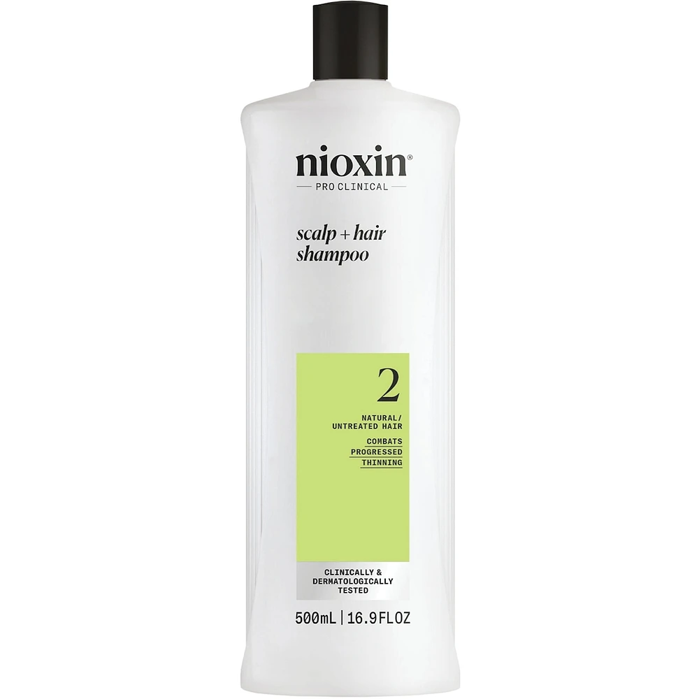 Nioxin System 2 Scalp + Hair Thickening Shampoo For Natural with Progressed Thinning, 500ml