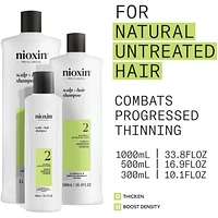 Nioxin System 2 Scalp + Hair Thickening Shampoo For Natural with Progressed Thinning, 500ml