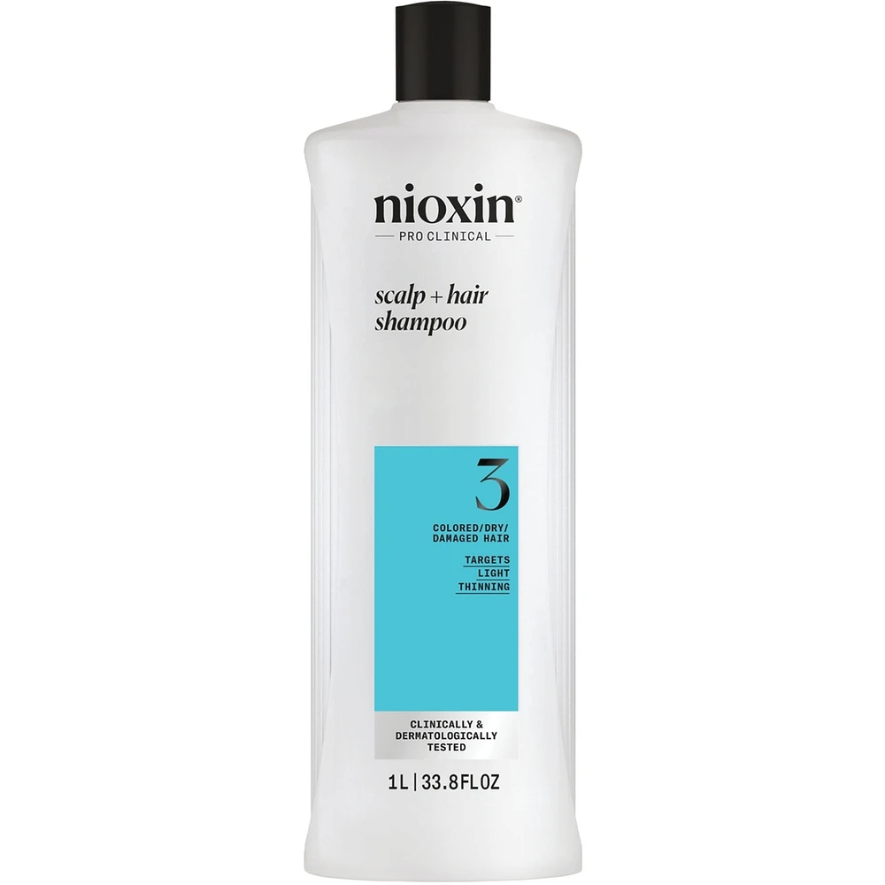 Nioxin System 3 Scalp + Hair Thickening Shampoo For Damaged with Light Thinning, 1L