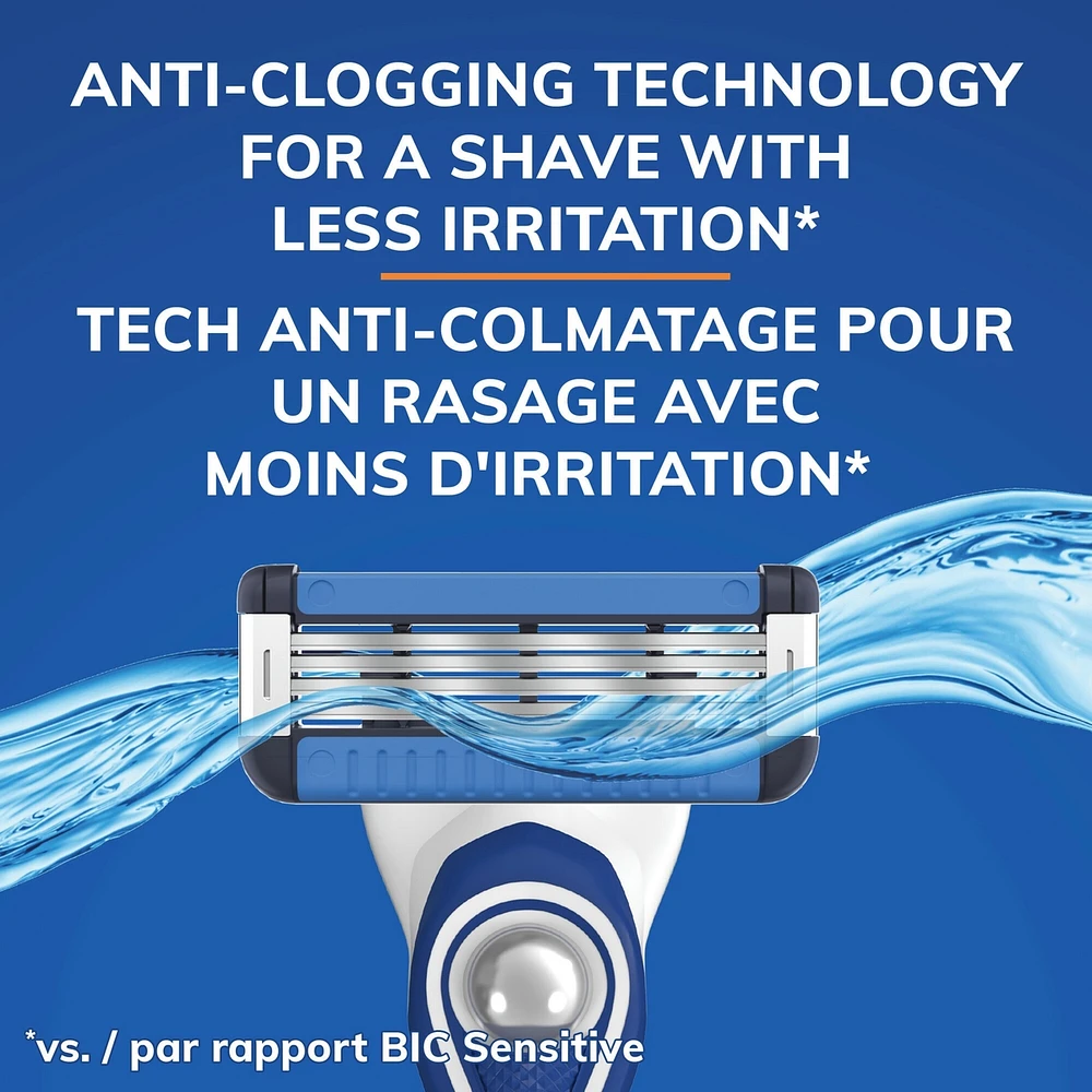 EasyRinse Anti-Clogging, Refillable Men's Razors With 4 Blades, 1 Handle and 3 Refill Razor Cartridges Razor Kit