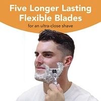 BIC Flex 5 Sensitive Men's Refillable 5-Blade Razors, Comfortable Shave, 1 Handle and 3 Cartridges