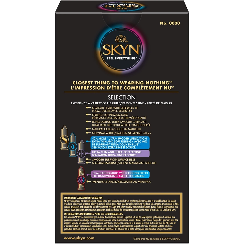 SKYN® Selection Original 10 Count Natural Latex free Lubricated Condoms