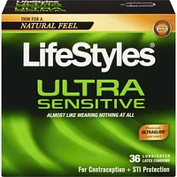 Ultra Sensibles 36 Condoms Lubrifiés en Latex