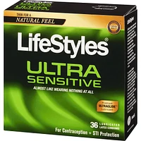 Ultra Sensibles 36 Condoms Lubrifiés en Latex