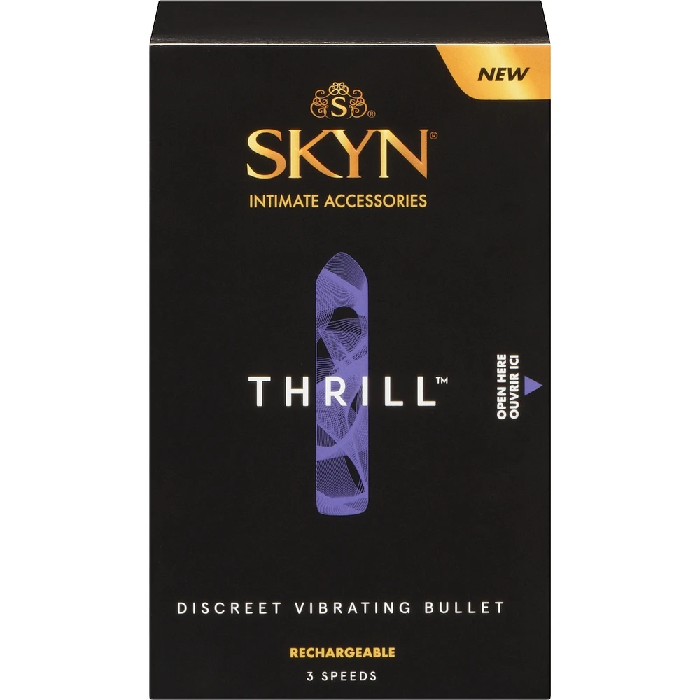 SKYN Thrill Personal Massager - Compact, Discreet, Vibrating Bullet Massager - Rose Gold Plating - Rechargeable, Water Resistant and Latex-Free, 3 speeds varying from gentle to intense.
