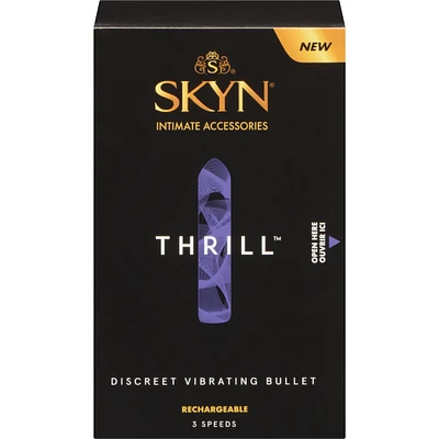 SKYN Thrill Personal Massager - Compact, Discreet, Vibrating Bullet Massager - Rose Gold Plating - Rechargeable, Water Resistant and Latex-Free, 3 speeds varying from gentle to intense.