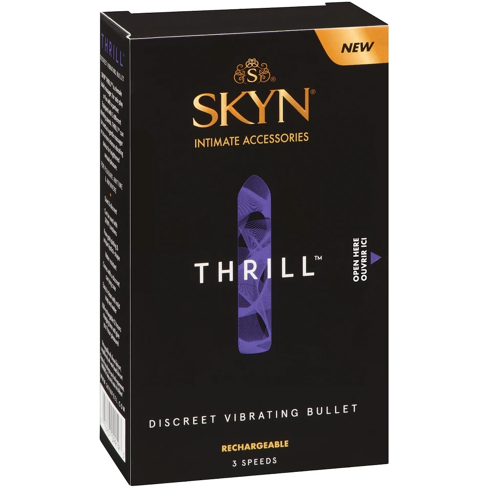 SKYN Thrill Personal Massager - Compact, Discreet, Vibrating Bullet Massager - Rose Gold Plating - Rechargeable, Water Resistant and Latex-Free, 3 speeds varying from gentle to intense.