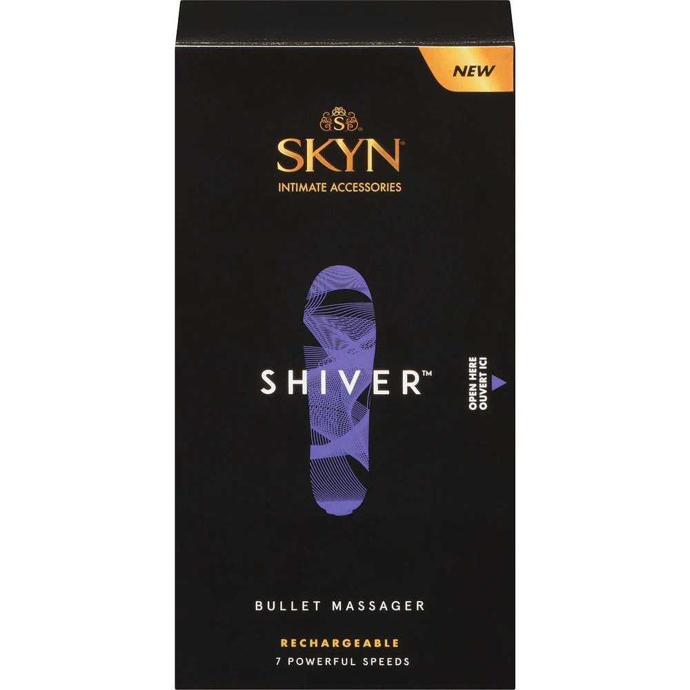 SKYN Shiver Personal Vibrator - Quiet, Discreet, Premium Ribbed Bullet Massager - Water Resistant, Rechargeable and Latex-Free, 7 vibrating speeds