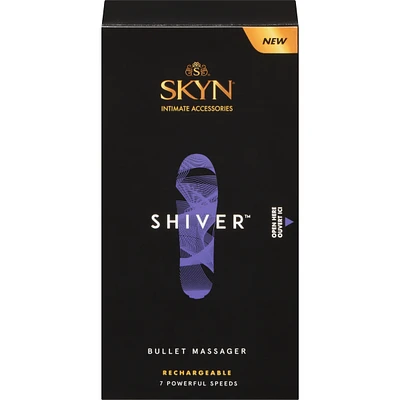 SKYN Shiver Personal Vibrator - Quiet, Discreet, Premium Ribbed Bullet Massager - Water Resistant, Rechargeable and Latex-Free, 7 vibrating speeds