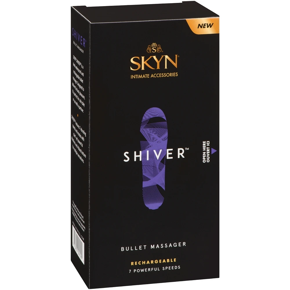 SKYN Shiver Personal Vibrator - Quiet, Discreet, Premium Ribbed Bullet Massager - Water Resistant, Rechargeable and Latex-Free, 7 vibrating speeds