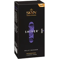 SKYN Shiver Personal Vibrator - Quiet, Discreet, Premium Ribbed Bullet Massager - Water Resistant, Rechargeable and Latex-Free, 7 vibrating speeds