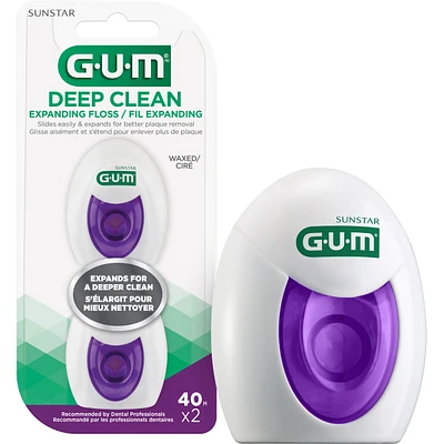 GUM® Deep Clean Expanding Floss 2 x 40m