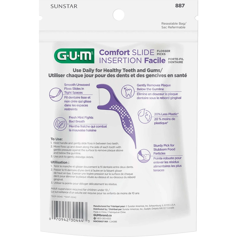 GUM Comfort Slide Flossers, Mint - 90ct