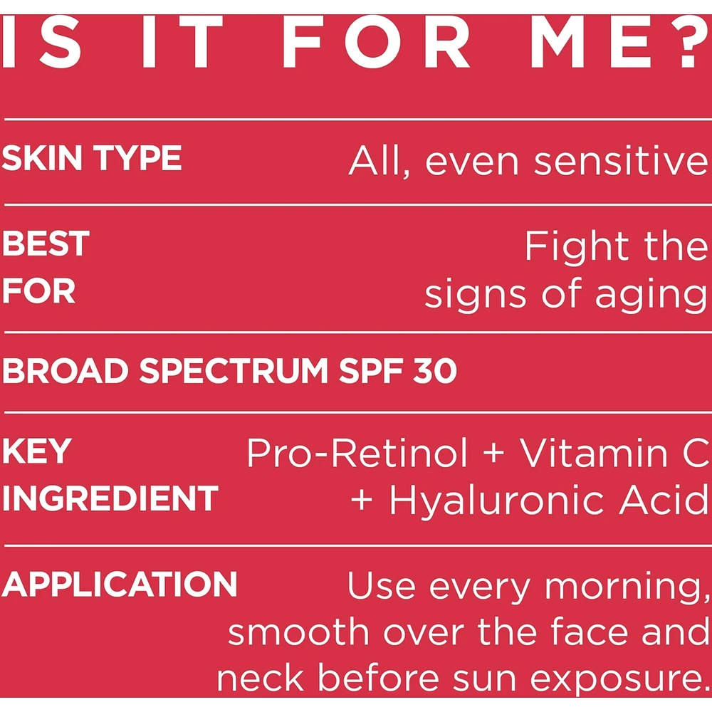 Anti-Aging Day Lotion SPF 30 with Pro-Retinol, Vitamin C + Hyaluronic Acid, Revitalift Triple Power LZR