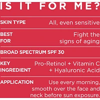 Anti-Aging Day Lotion SPF 30 with Pro-Retinol, Vitamin C + Hyaluronic Acid, Revitalift Triple Power LZR