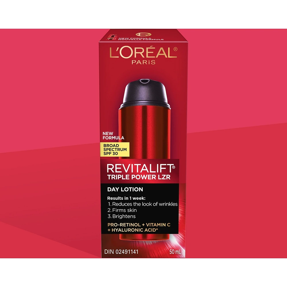 Anti-Aging Day Lotion SPF 30 with Pro-Retinol, Vitamin C + Hyaluronic Acid, Revitalift Triple Power LZR