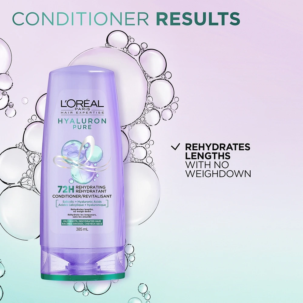 Hair Expertise, Hyaluron Pure 72H Rehydrating Conditioner, for Oily Roots and Dehydrated Lengths
