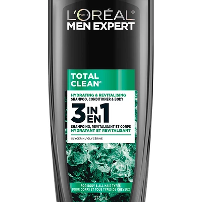 Men Expert Total Clean 3-in-1 Shampoo, 375ml
