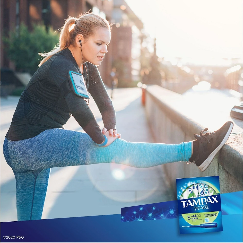 Tampax Pearl Tampons Super Absorbency with LeakGuard Braid, Unscented, 36 Count