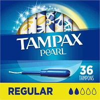 Tampax Pearl Tampons Regular Absorbency with LeakGuard Braid, Unscented, 36 Count