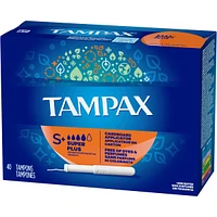 Tampax Cardboard Tampons Super Plus Absorbency, Anti-Slip Grip, LeakGuard Skirt, Unscented, 40 Count