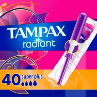 Tampax Cardboard Tampons Super Plus Absorbency, Anti-Slip Grip, LeakGuard Skirt, Unscented, 40 Count