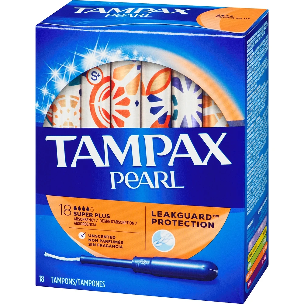 Pearl Tampons Super Plus Absorbency, 18 Count