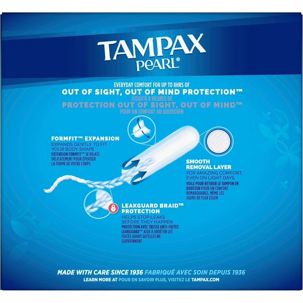 Tampax Pearl Tampons, Regular/Super/Super Plus Absorbency with LeakGuard Braid, Triple Pack, Unscented, 34 Count