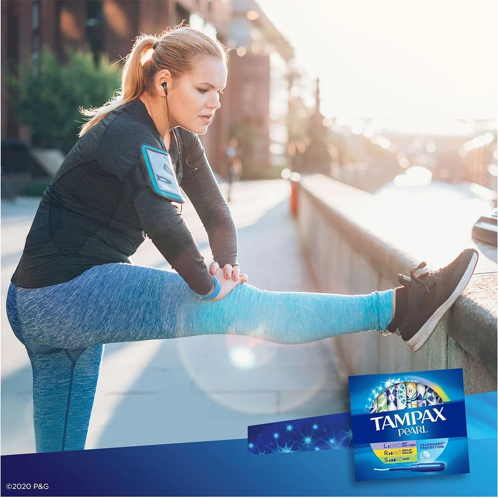 Tampax Pearl Tampons, Light/Regular/Super Absorbency with LeakGuard Braid, Triple Pack, Unscented, 34 Count