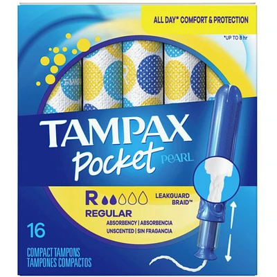 Pocket Pearl Tampons, with LeakGuard Braid, Regular Absorbency, Unscented