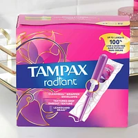 Radiant Tampons Duo Pack with LeakGuard Braid, Regular/Super Absorbency, Unscented