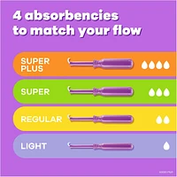Tampax Radiant Tampons Regular Absorbency with BPA-Free Plastic Applicator and LeakGuard Braid, Unscented, 28 Count