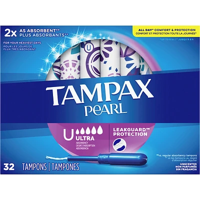 Pearl Tampons Ultra Absorbency, 32 Count