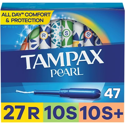 Pearl Tampons Trio Multipack, with LeakGuard Braid, Regular/Super/Super Plus Absorbency, Unscented