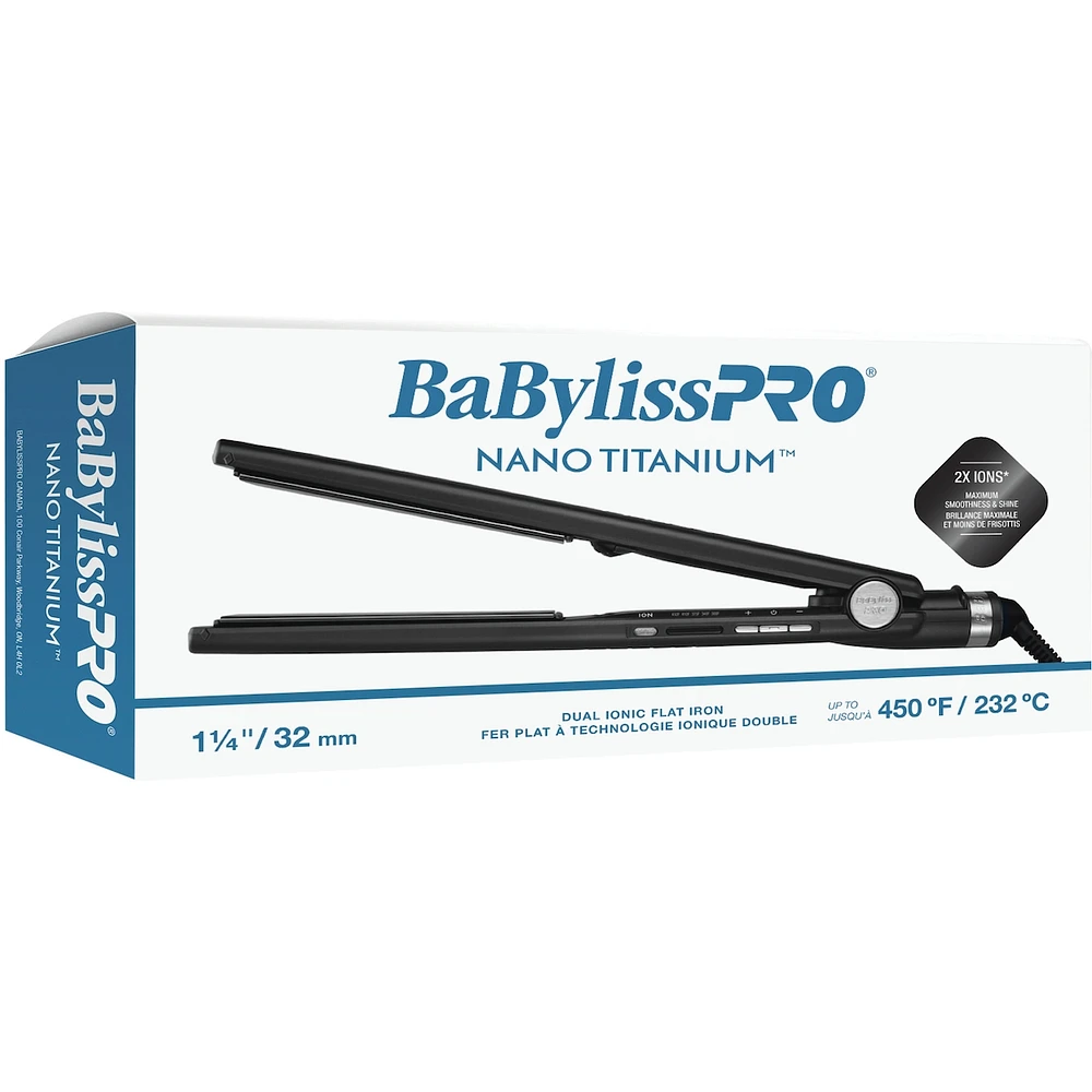 BaBylissPRO® Nano Titanium™ fer plat ionique double de 1-1/4 po (Noir)