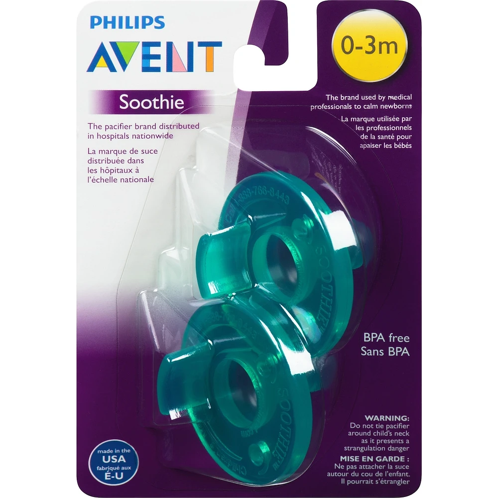 Avent Soothie Pacifier 0-3m, Green , 2 pack, SCF190/01