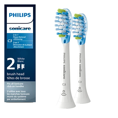 Têtes de brosse de rechange pour contrôle de la plaque Philips Sonicare Premium avec puce RFID, blanc, emballage de 2, HX9042/65