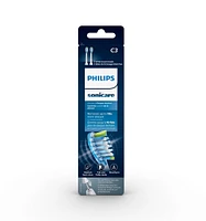 Têtes de brosse de rechange pour contrôle de la plaque Philips Sonicare Premium avec puce RFID, blanc, emballage de 2, HX9042/65